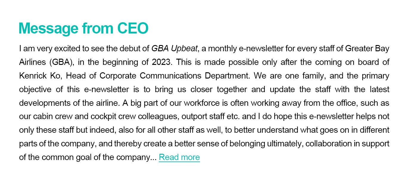 Message from CEO