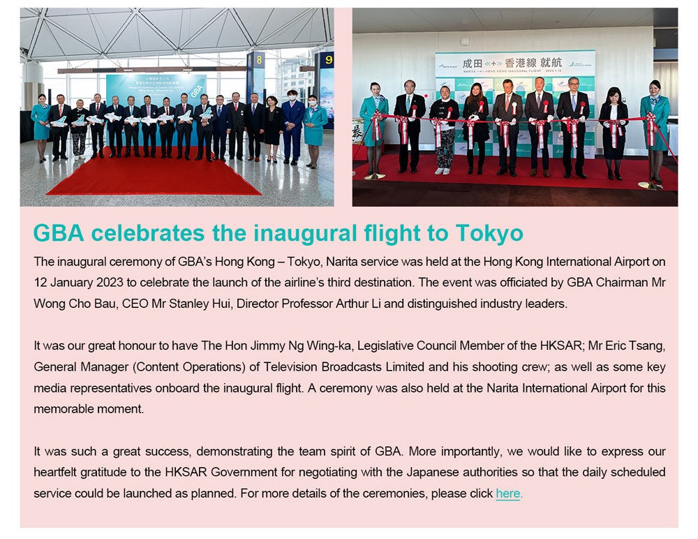 GBA celebrates the Osaka inaugural flight