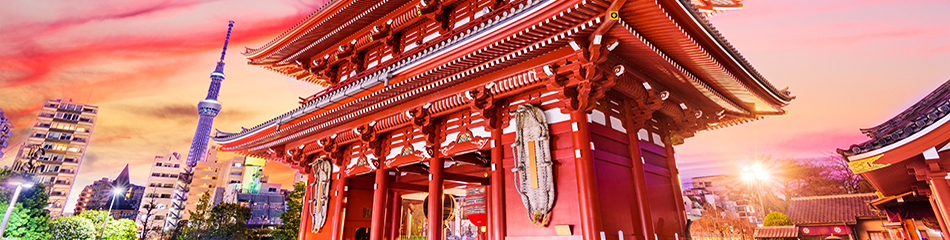 Temple gate in Tokyo, Japan.